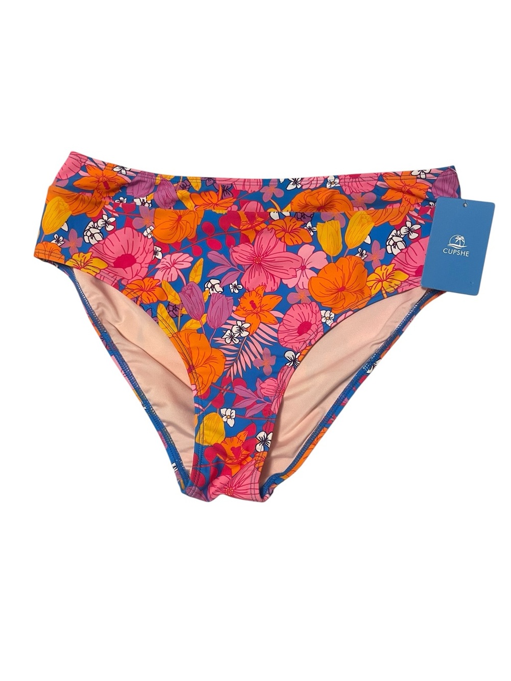 Cupshe Multicolor Floral Bikini Bottoms - Blue, Pink & Orange